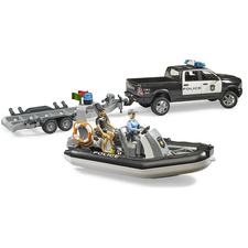 Αστυνομικό RAM 2500 με αστυνομικό, τρέιλερ και βάρκα - Bruder #02507
