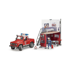 Πυροσβεστικό τμήμα με Land Rover και πυροσβέστη - Bruder #62701